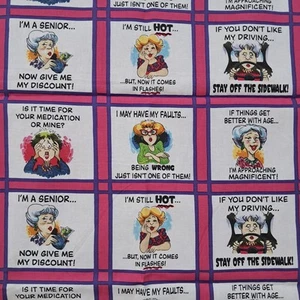 Woman Getting Old Funny Age Is Not Important Fabric Crafts 46 x 31.5 Finkstrom - Picture 1 of 3
