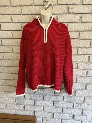 Suéter tejido Sanctuary rojo y blanco de gran tamaño con media cremallera talla mediana nuevo sin etiquetas Foto 1 de 4