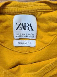 Zara Regular Fit Men Tshirt Mustard sz S - Picture 1 of 3