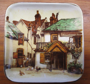 Vtg Sandland Ware England Square Plate Trinket Dish Four Ways Inn 224 Village 4"