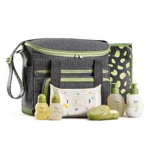 Kit Conjunto Natura Mamãe E Bebê Com Bolsa E Trocador Cor verde e cinza - Picture 1 of 5