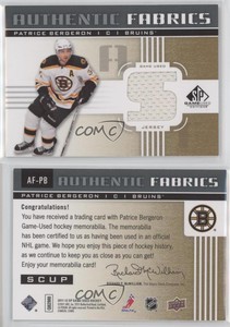 2011 SP Game Used Edition Authentic Fabrics Gold Patrice Bergeron (S) #AF-PB.1