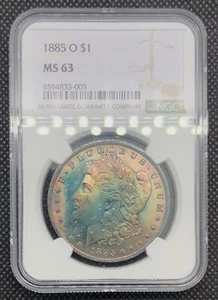 1885 O $1 Morgan Silver Dollar NGC MS63 Rainbow Toned / Color - Picture 1 of 4