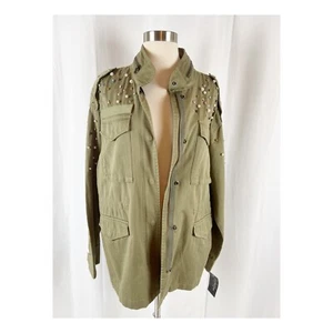 Coffee Shop New York Women's Jacket Utility Coat Army Green Size Large L Zip Up - Picture 1 of 9