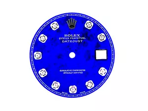 RLX Sonderanfertigung 36 mm blau Lapislazuli Stein Zifferblatt mit 10 runden Diamanten - SS - Bild 1 von 4