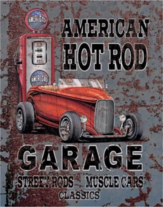 American Hot Rod Garage Tin Metal Sign Muscle Cars Gas Muscle Cars NEW USA - Picture 1 of 7