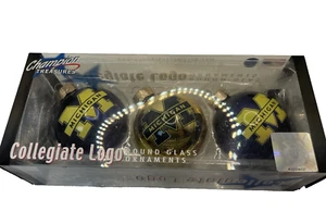 University of Michigan Wolverines Ball Ornament Decor Set Of 3 Maize And Blue - Picture 1 of 5