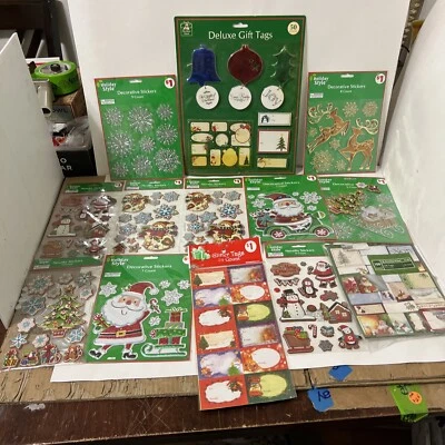 Nuevo Lote Vintage de Pegatinas y Etiquetas Regalo Navidad Juego De 13 Foto 1 de 4