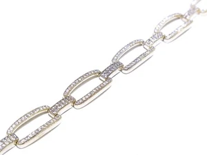 Ladies Silver .925 Yellow Gold Plated Stunning White Cubic Zirconia Bracelet - Bild 1 von 6