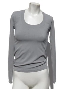 Intimately FREE PEOPLE sz L XL Gray Round Neck Shirt Top Long Sleeves Slim Fit - Picture 1 of 6