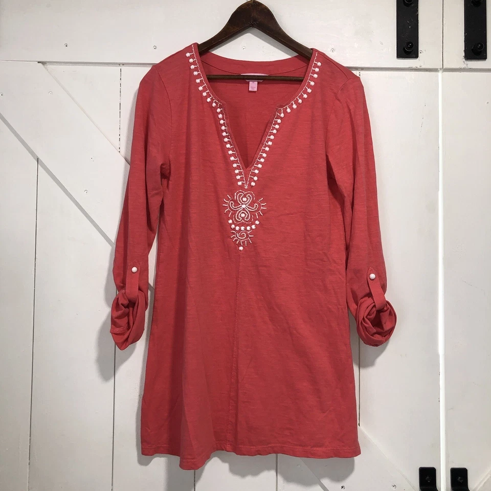 Lilly Pulitzer Women’s Size Medium Eliana Embroidered Tunic Top Long Sleeve Knit - Image 1 of 4