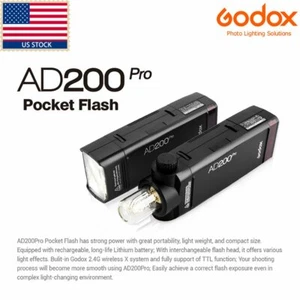 Godox AD200Pro TTL 2.4G HSS 1/8000s Pocket Flash Light Double Head 200Ws for Wed - Picture 1 of 12