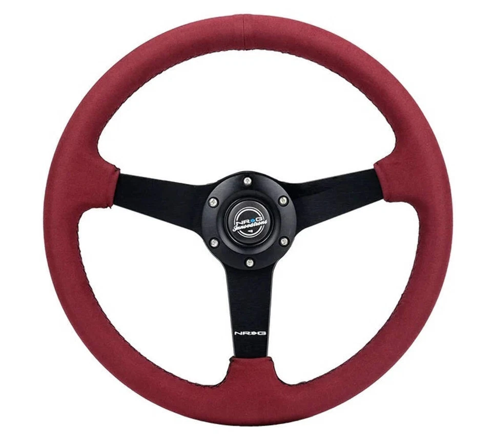 Fits Steering Wheel 350mm 1.5 in Dish Burgundy Alcanta by Nrg Innovation RST-037 - Image 1 of 1