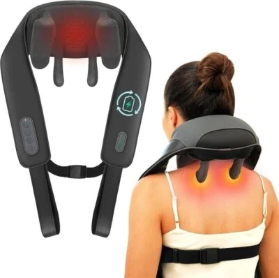 Snailax Cordless Neck Massager with Heat Shiatsu Shoulder Massager Pain Relief