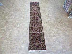 2'7 x 19'9 Long Runner Hand Knotted Burgundy Agra Oriental Rug G7133 - Picture 1 of 11