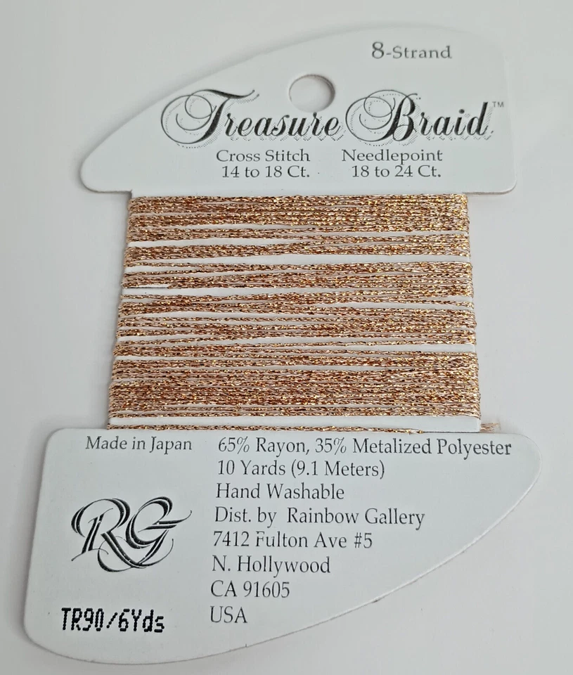 Rainbow Gallery Treasure Braid Gold Needlepoint Cross Stitch TR90 6 Yards - Image 1 of 1