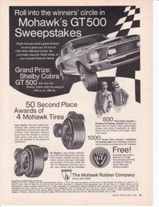 1968 Shelby Mustang GT500 Print-Ad/ Mohawk Tire Contest Prize - Picture 1 of 1