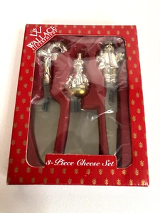 NIB 1998 Wallace Silversmiths Silver Plated 3 Pc Cheese Serving Set New In Box - Picture 1 of 2