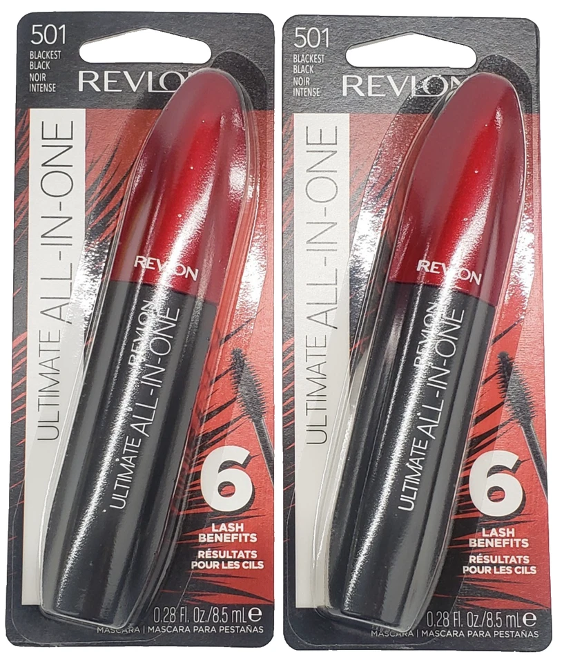 LOT OF 2 Revlon Ultimate All-in-One Mascara Volmzng Lengthen-501 Blackest Black - Image 1 of 1