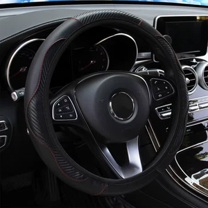 PU Carbon Fiber Leather Car Steering Wheel Cover without Inner Ring Suitable for - Picture 1 of 25