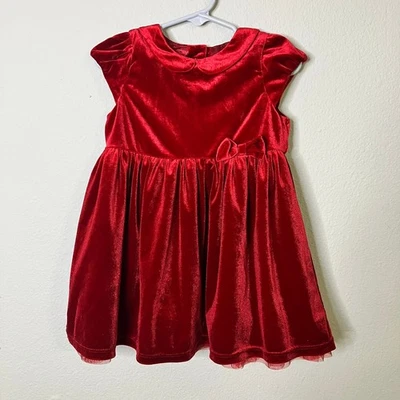 Vestido de Terciopelo Rojo H&M Talla 18-24m Navidad Acción de Gracias Foto 1 de 4