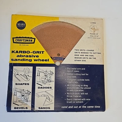 Rueda Lijadora Abrasiva Craftsman 10" Karbo-Grit Nº 9-30003 Nueva Stock Antiguo Foto 1 de 2