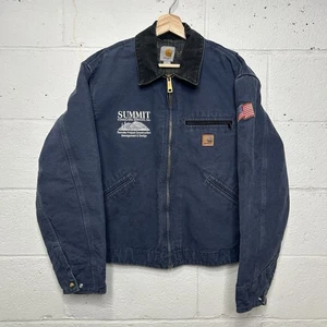 Y2K Carhartt Blanket-Lined Detroit Jacket "Deep Blue" J97 DPB - Bild 1 von 13