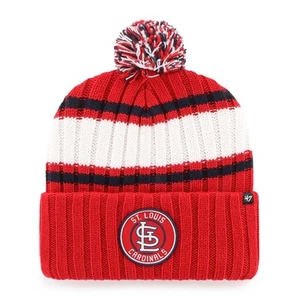 Men's '47 Red St. Louis Cardinals Plateau Cuffed Knit Hat with Pom - Picture 1 of 2