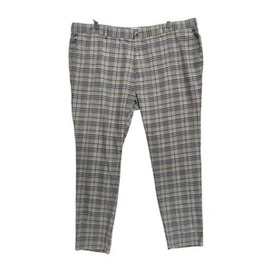 Topman Pantalone Plaid Uomo 44x28 Bianco Grigio Marrone Plaid Business Nordstrom - Foto 1 di 10