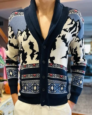 Hombres American Rag CIE Vacaciones Abuelo Cárdigan Mesa Suéter Mediano Esquí Montaña Foto 1 de 4