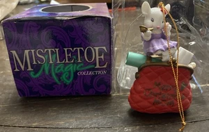 Vintage Mistelzweig Magic Collection Maus sitzend auf Handtasche "Merry Xmas Mom" - Bild 1 von 6