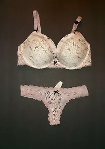 NWT Victoria Secret Dream Angels Push Up Bra Thong Set 34D XS - Picture 1 of 5