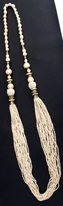 Collar Vintage Multistrand Beige Semilla Cuentas 41" - Imagen 1 de 3
