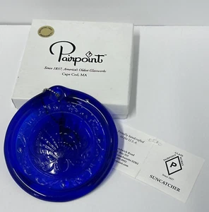 Pairpoint Blue Pressed Glass Shell Suncatcher Hanging Ornament 4 1/4" Cape Cod - Picture 1 of 13