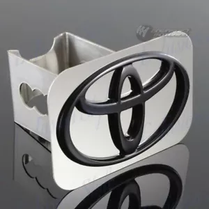 Black Stainless Hitch Cover Plug Cap For TOYOTA Logo For 2" Trailer Tow Receiver - Picture 1 of 6