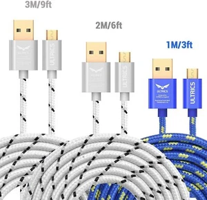 3 Pack Micro USB Charging Cable Fast Charger Data Sync Lead for Galaxy LG Sony - Picture 1 of 11