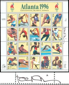 1996 Atlanta Olympics, Designer Signed RICHARD WALDREP on Scott #3068 Sheet! - Picture 1 of 1