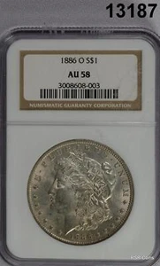 1886 O MORGAN SILVER DOLLAR NGC CERTIFIED AU58 TOUCH OF WEAR- NICE! #13187 - Picture 1 of 3