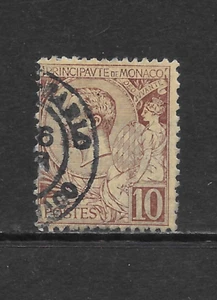 MONACO SCOTT 15 USED FINE - 1891 10c BROWN/STRAW ISSUE - PRINCE ALBERT I - Picture 1 of 2