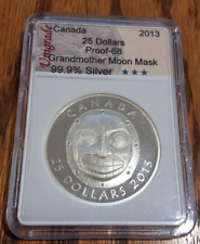 2013 Canada $25 Grandmother Moon Mask Pure Silver Coin 