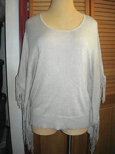 Lane Bryant Beige Kimono Style Poncho Sweater Top w/Fringe 18/20 Fits 1X 2X - Picture 1 of 7