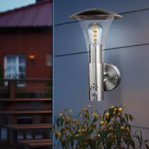 Außenleuchte Wandlampe Wandleuchte silber LED Edelstahl Bewegungsmelder warmweiß - Bild 1 von 10