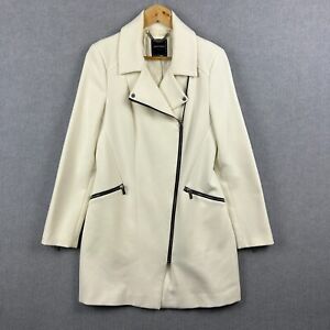 Portmans Coat Womens 10 White Jacket Biker Zip Pockets Single Notched