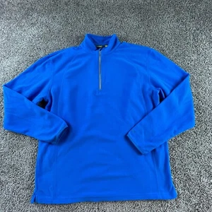 Cabelas Sweater Adult Large Blue Outdoors Pullover Zip Fleece Men - Picture 1 of 8