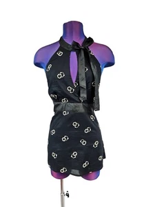 Odille by Anthro Black & White Silk Keyhole Peplum Halter Top Size 12 Women B10 - Picture 1 of 11