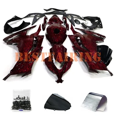 Forged Carbon Fiber Red Black Fairing Kit &Tank for Kawasaki Ninja 300 2013-2017 - Image 1 of 4