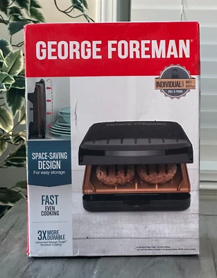 George Foreman Individual Sized 40sq.in Grill & Panini Press 1" Hinge Black - Image 1 of 4