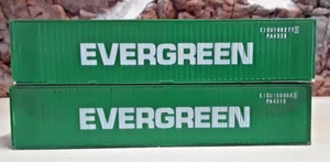 HO 40' CARGO CONTAINERS EVERGREEN Set of 2 (HO-156 - Picture 1 of 6