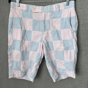Brooks Brothers Shorts Mens 32R Blue Pink Striped Patchwork Seersucker Bermuda - Picture 1 of 10