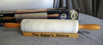 Rodillo de mármol pulido Norpro The Baker's Choice de colección con base de madera 18" CC10 Foto 1 de 4